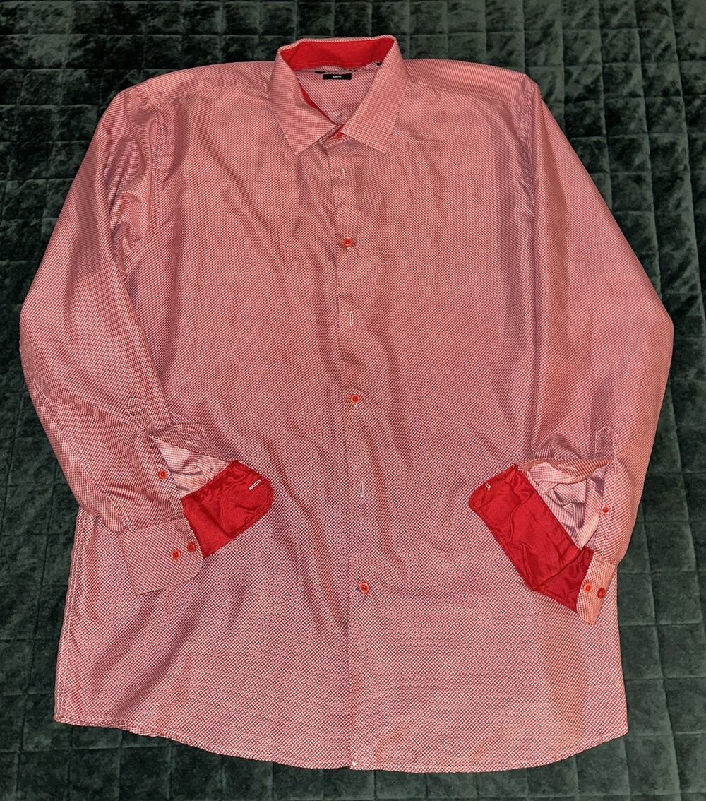 Nine‎ West Mens Long Sleeve Collared Shirt Extra Large (XL) Red Business
